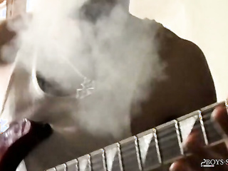 BoysSmoking: Axel Smokes Heavy While Rocking Out And Stroking His Dick