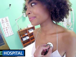 Brazilian Ebony Student's Sensual Check-up at Fake Hospital