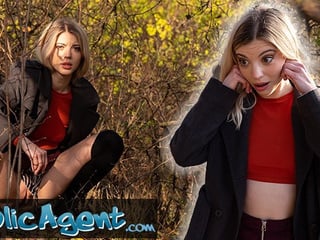 Hot Blonde Takes Cash for Sex in the Woods with Big Cock