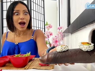 Big Tit MILFs in Sushi Glory Hole BBC Blowjob