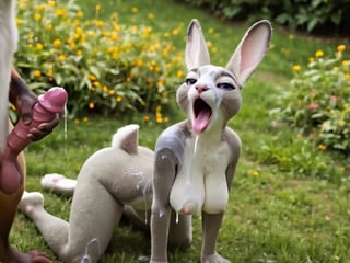 Nick Wilde bends busty Judy over his desk outdoor & cums all over her cute face