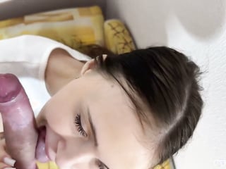 Sloppy Blowjob and Riding With  Brunette