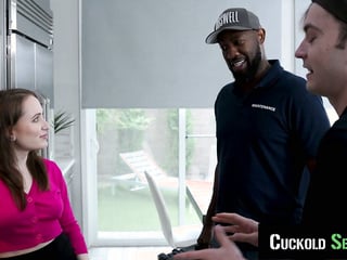 CUCKOLD SESSIONS - Hot Wife Lizzie Love Fucks Maintenance Guy While Cuck Watches