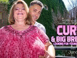 Curvy big breasted Jana loves younger muscled guys