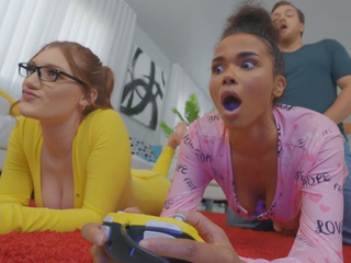 REALITY KINGS Hotties demanded some cock while gaming - Aria Kai, Alina Ali, Kyle Mason