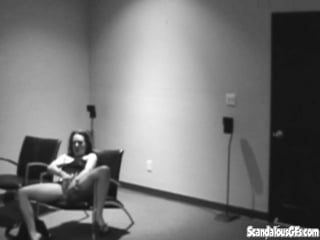 Solo slut masturbates with a toy from her handbag