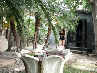 Big Tits April Olson Masturbates Poolside With Her Vibrator and Butt Plug