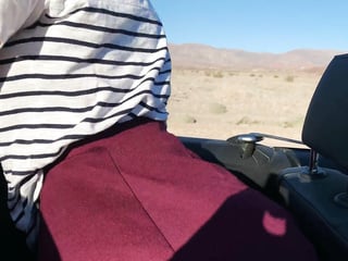 Public teen sex in the convertible car on a way to Las Vegas - Eva Elfie