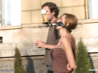 Busty blond Romanian babe public fucked