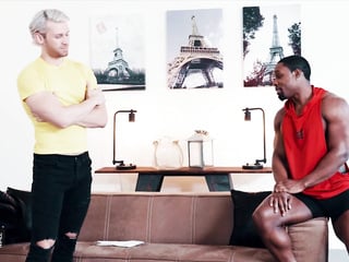 White boy gets bounded by ebony jock